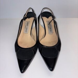 Jimmy Choo Black Pointed Toe Slingback Heels